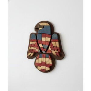 Handcrafted Wooden Eagle Wall Art | Americana Sculptural Decor